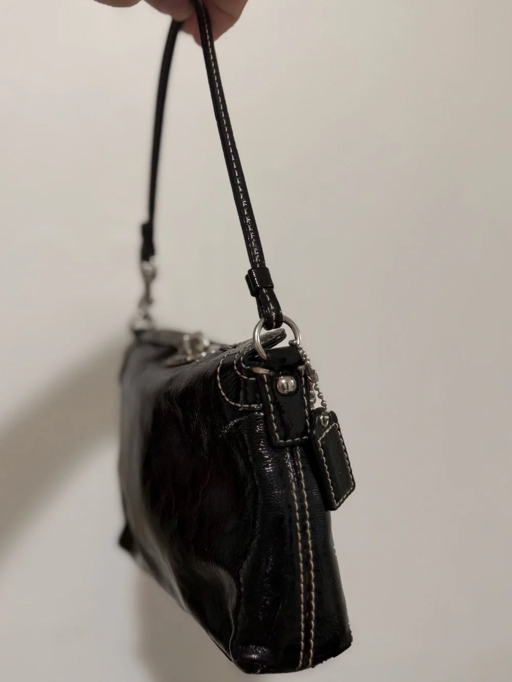 Coach Turnlock Wristlet- Gloss Black